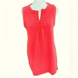 Jones New York Sport  coral  sleeveless split neck top with bead accent size M.